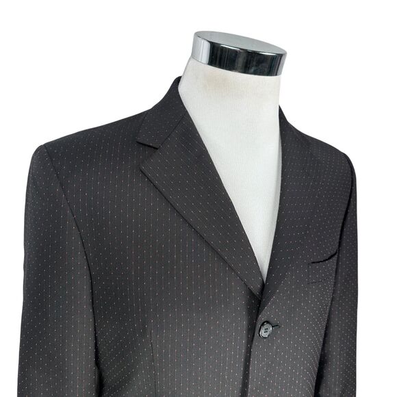 Versace Classic Suit Jacket Blazer Men's US 40R Black Red Pink Stitch Texture - Picture 2 of 11